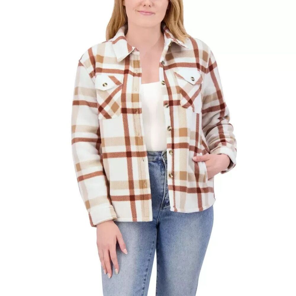 Sage Women's Plaid Jacket - Brown and White